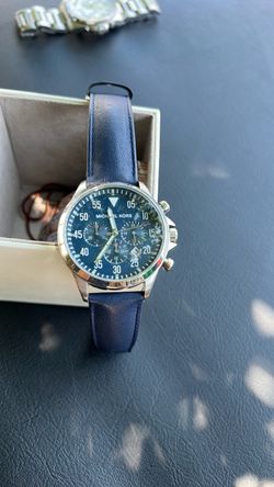 Michael Kors Chronograph Watch Blue Leather