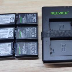 (6) Sony NP-FW50 Batteries for Alpha A5000 A6000 A6100 A6300 A6400 A6500 A7 A7II A7R A7RII A7S A7SII