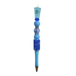 Starbucks Custom Handmade Beaded Ballpoint Twist Pen Focal Bead Blue