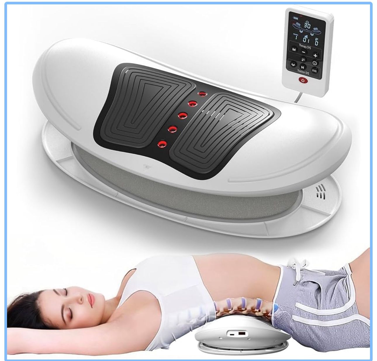 New-Electric Back Stretcher for Lower Back Pain Relief, 4 in 1 Lower Back Massager with Lumbar Traction, Massager, Heating, Vibration