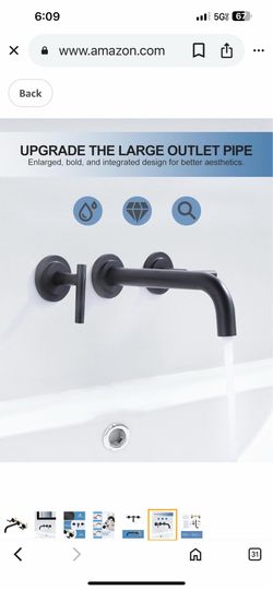 Wall Mount Bathroom Faucet  Black  Wall Faucet High Flow Two Handles Stainless Gold And Black   And black bronze And Gold Bronze A38 g $40