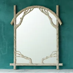 New Rare Anthropologie Terrain Faux Bois Arch Carved Tree Branch Mirror White Wash Birch Wood