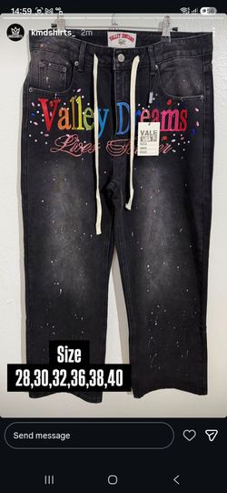 VALLEY DREAMS BLACK MULTICOLOR LOGO PAINT SPLATTER DENIM JEANS NEW COLLECTION