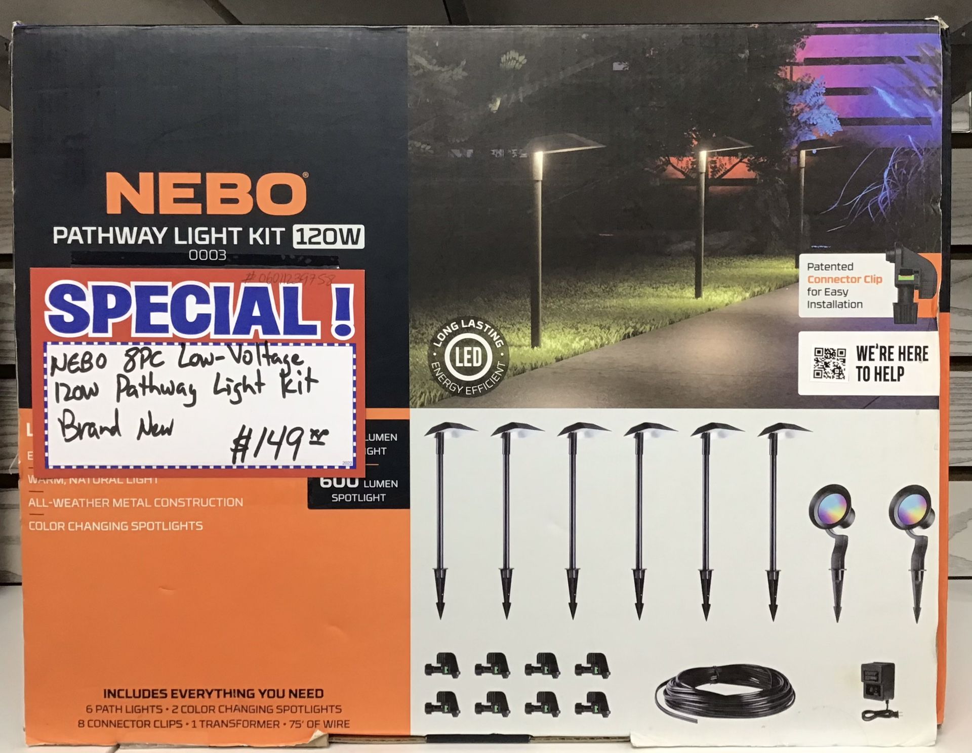 NEBO 8pc Low-Voltage 120W Pathway Light Kit Brand New
