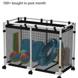 Pool Storage Bin, 142 Gallons, Holder for Noodles, Toys, Floats, Towels, Mesh Organizer for Swimming Equipments, Basic Plus Style