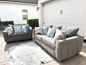 Grey Sofa and Loveseat Set