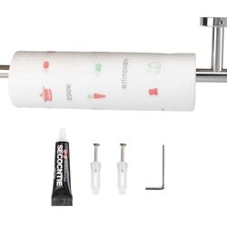 Paper Towel Holder Wall Mounted-2 Install Methods Paper Towel Bar for kitchen Under Cabinet and Table with Super Glue, Thick Stainless Steel Paper