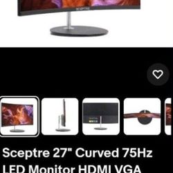 27-in Curved Monitor With Built-in Speakers Works Amazing