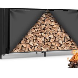 8FT Firewood Rack Outdoor with Cover, Heavy Duty Wood Storage Racks with 600D Oxford Weather Resistant Waterproof Fabric Cover, Outdoor Firewood Holde