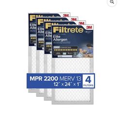 Filtrete 12x24x1 Air Filter Elite Allergen Reduction 4 Pack NEW
