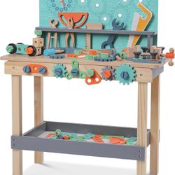 Wooden Toy Workbench Belt Set - 49-Piece Montessori Tool Set for Toddlers - Toddler Tool Bench, NIB 