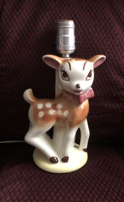 Vintage ceramic fawn lamp