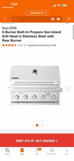 Shop SPIRE 5-Burner Built-In Propane Gas Island Grill Head in Stainless Steel with Rear Burner
