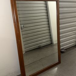 Vintage Rectangular Wood Framed Accent Mirror Wall Mounted 