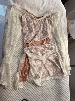 White and nude mini dress