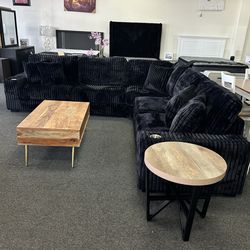 Black corduroy sectional