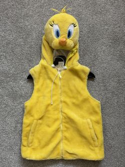 Vintage Tweety Bird zip up vest with Tweety head hoodie