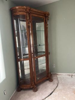 Oak curio cabinet