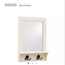 Pottery Barn Wade Entry Mirror With Hooks (Almond White)