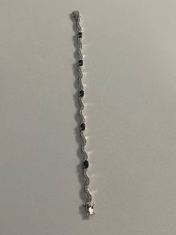 925 sterling silver wavy bracelet dark sapphire with real diamond accents size 7/8 details in photos pickup Gaithersburg md20877