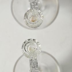 7"W 5.5" H Two Beautiful Thick Glass Candle Holders