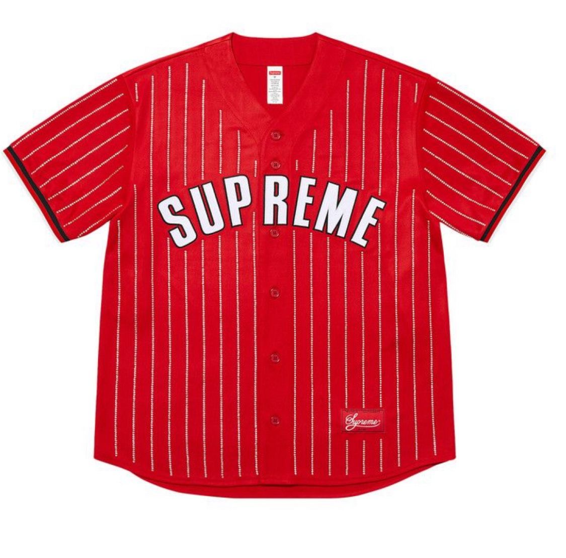 Supreme Rhinestone Stripe Baseball Jersey