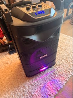 Moukey Karaoke Machine, 10" Woofer Portable PA System, Bluetooth Speaker with 2 Wireless Microphones,