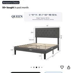 Queen size bed frame (dark grey)