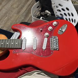 red electric guitar