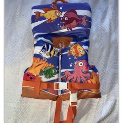 Bass Pro Shops infant/child life vest less than 50Ibs fish print zipper U.S.C.G.
