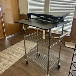 Rolling Cart With Standing Desk Attachment 