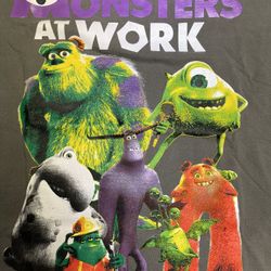 Monster Inc At Work Modern Boot AOP Grey T-Shirt - Size Large