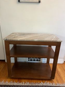 Marble-Top Console Table with Wood Frame