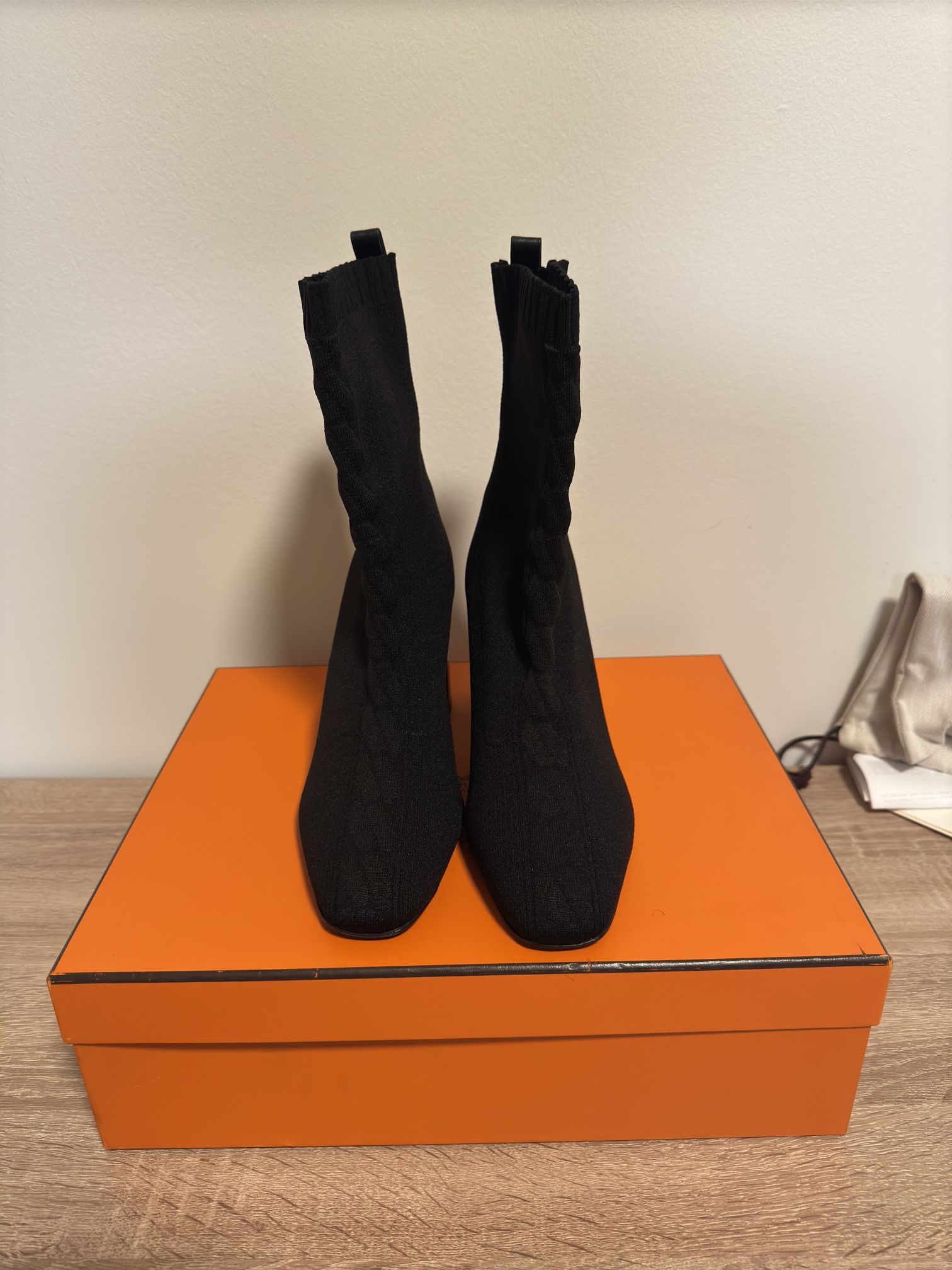 Hermes Volver 90 CALFSKIN / KNIT WOMEN'S LOW BOOT