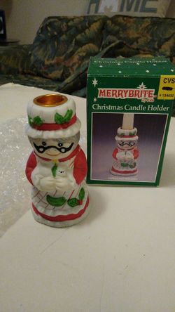 Merrybrite Porcelain Mrs. Claus Christmas Candle Holder New in Box