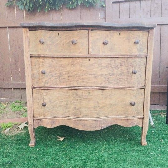 Vintage mid century wood drawer dresser cabinet