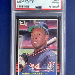 1985 Donruss Kirby Puckett Rookie Baseball Card Graded PSA 8