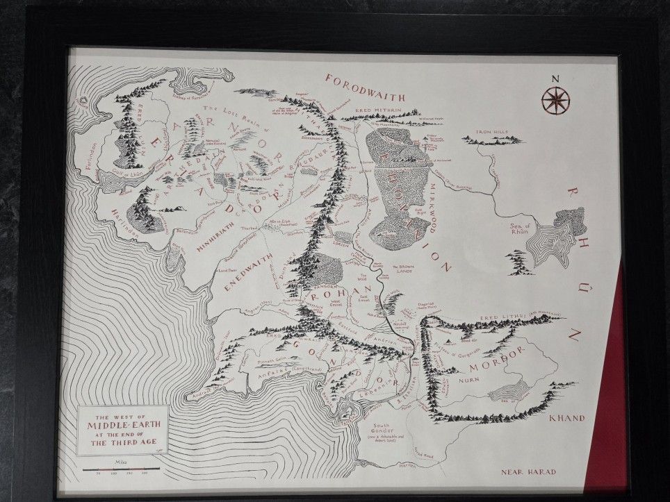 Lord Of The Rings Framed The West Of Middle Earth 50th Anniversary Maps