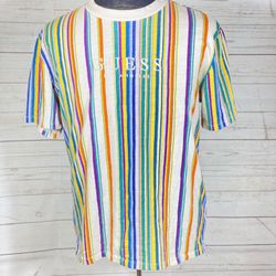 Vintage 90s Guess Los Angeles Striped T-shirt Men’s Small 
