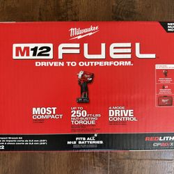 New M12 FUEL 12V Lithium-Ion Brushless Cordless Stubby 3/8 in. Impact Wrench Kit with One 4.0 and One 2.0Ah Batteries