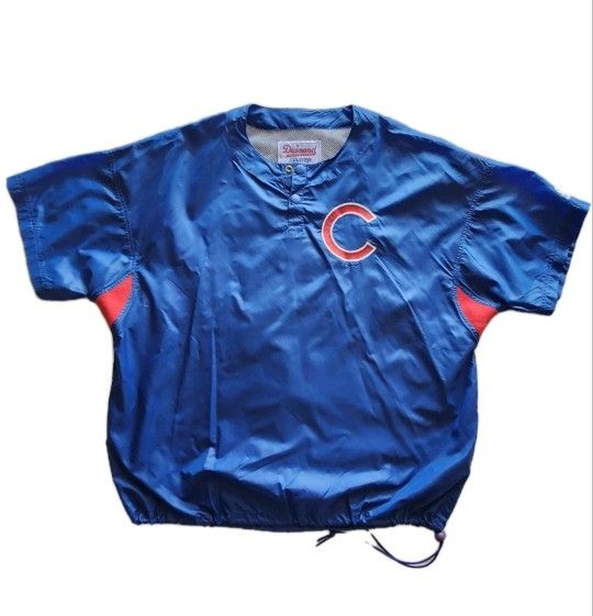 Chicago Cubs Windbreaker Jacket Diamond Collection by Starter Mens Large Blue