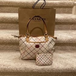 Coach Leather Handbag And Pouch, Paid $485, Sell $55.