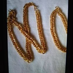 Gold Plated Cuban Link Set