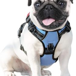 PHOEPET No Pull Dog Harness Reflective Adjustable Vest with a Training Handle, Name ID Pocket, 2 Metal Leash Hooks, 3 Snap Buckles [Easy to Put o✅NEW✅