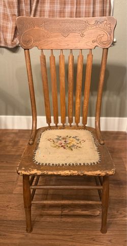 Vintage High Back Chair w/ Original Embroidery