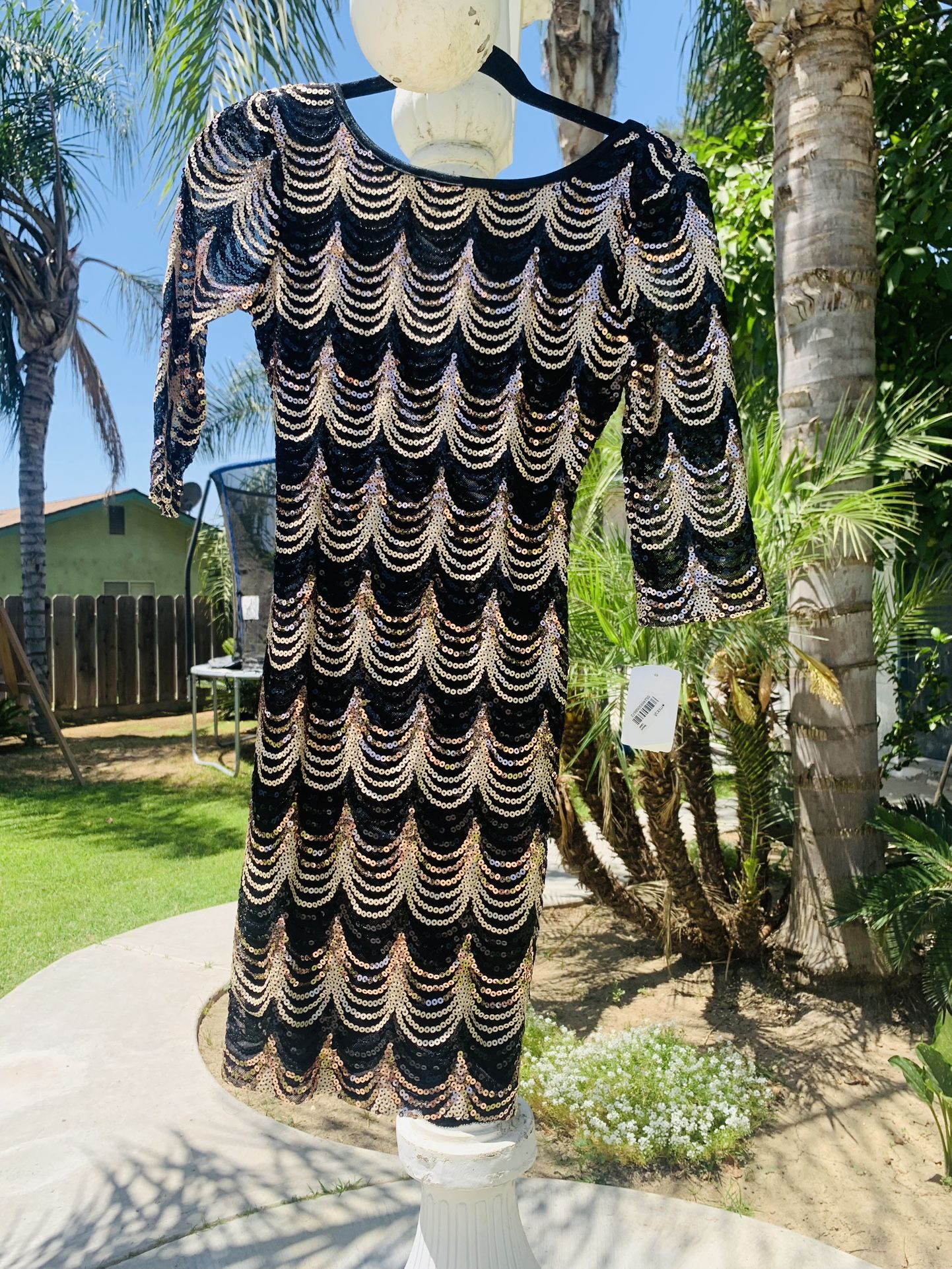 Black And Gold Sequin Dress