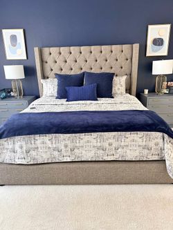š Brand New Cream/Beige Upholstered Tufted King & Queen Size Bed Frame - Wingback Headboard ⢠Opt Mattress | PAY AFTER DELIVERY š