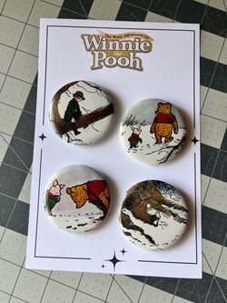 Vintage Winnie the Pooh pin back button set