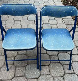 Blue Nylon Metal Frame Kids Chairs 