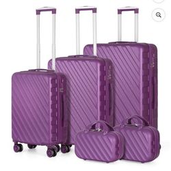 New Luggage 5pc Set Purple 